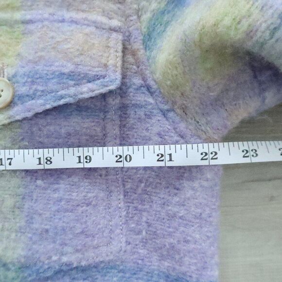 ARITZIA WILFRED THE GANNA shirt jacket purple plaid wool pockets M preppy fall - Picture 10 of 10